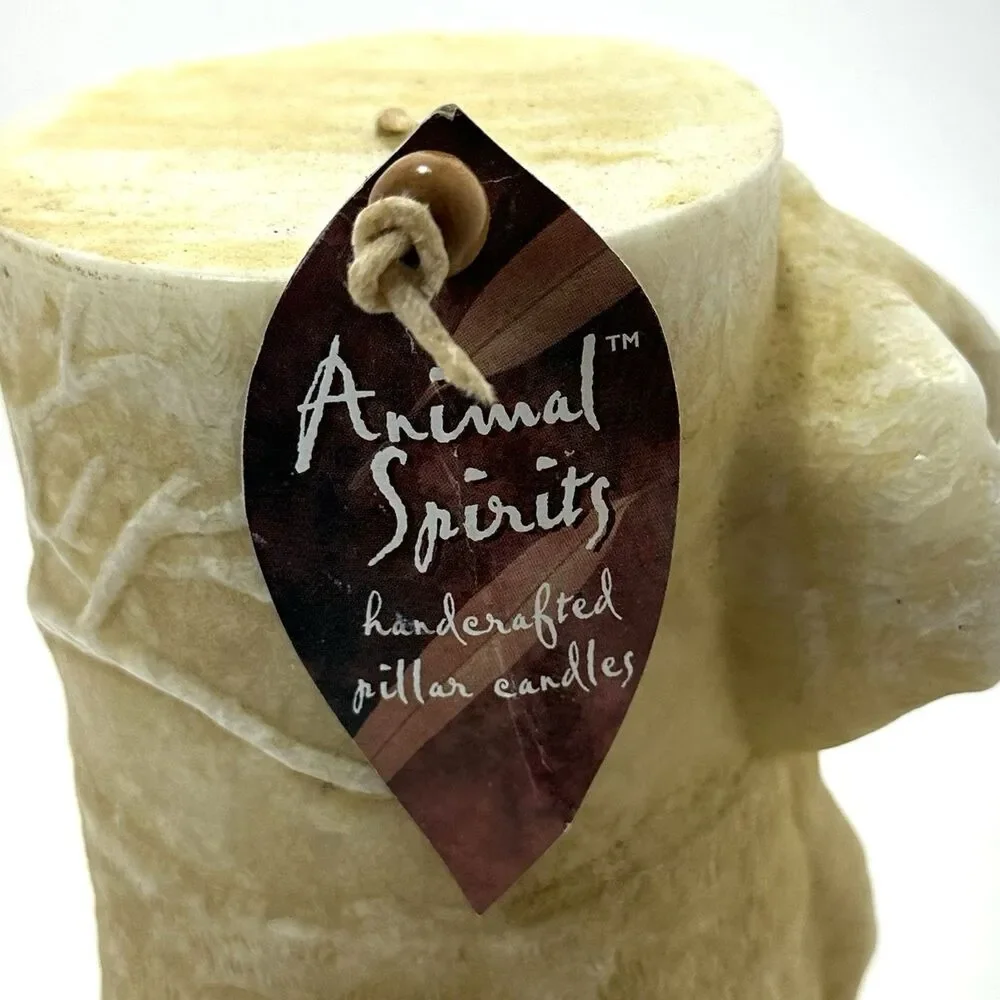 Animal Spirits Hand Carved Elephant Pillar Candle • New w/ Tag • Retro Y2K Decor